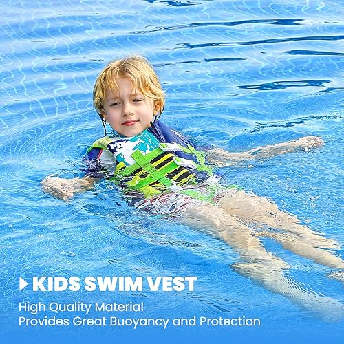 Miniatura 2 de Gogokids Chaleco de natación para niños pequeños, chaqueta de natación premium para niños de 30-40-50-60-70 libras, chaleco flotante ayuda para