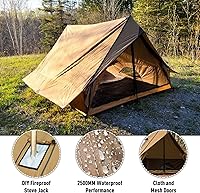 Vista 4 de POMOLY Camping Hot Tent Cabin Tent, Chalet 70 Series Portable Wall Tents with Stove Jack and Two Poles for 2-3 Person Hiking, Backpacking