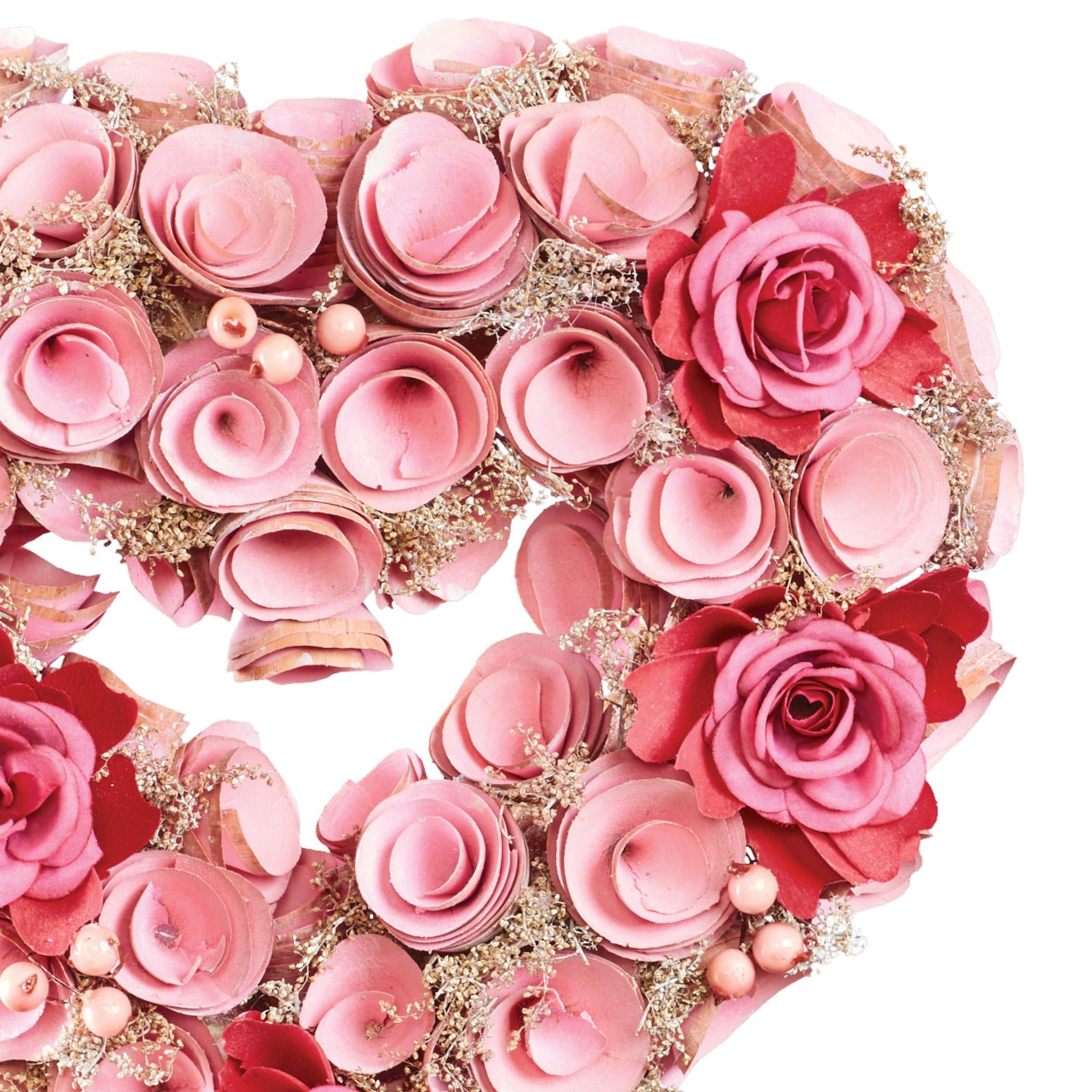 Amazon.co.jp: Collections Etc 木製ピンクとレッドのバラ ハート型