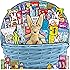 Blue Easter Basket for Kids and Adults 45ct - Already Filled Easter Gift Basket with Plush Easter Bunny, Candy, Snacks, and Treats - Boys, Girls, Grandchildren, Young Children, Toddlers, Men, Women