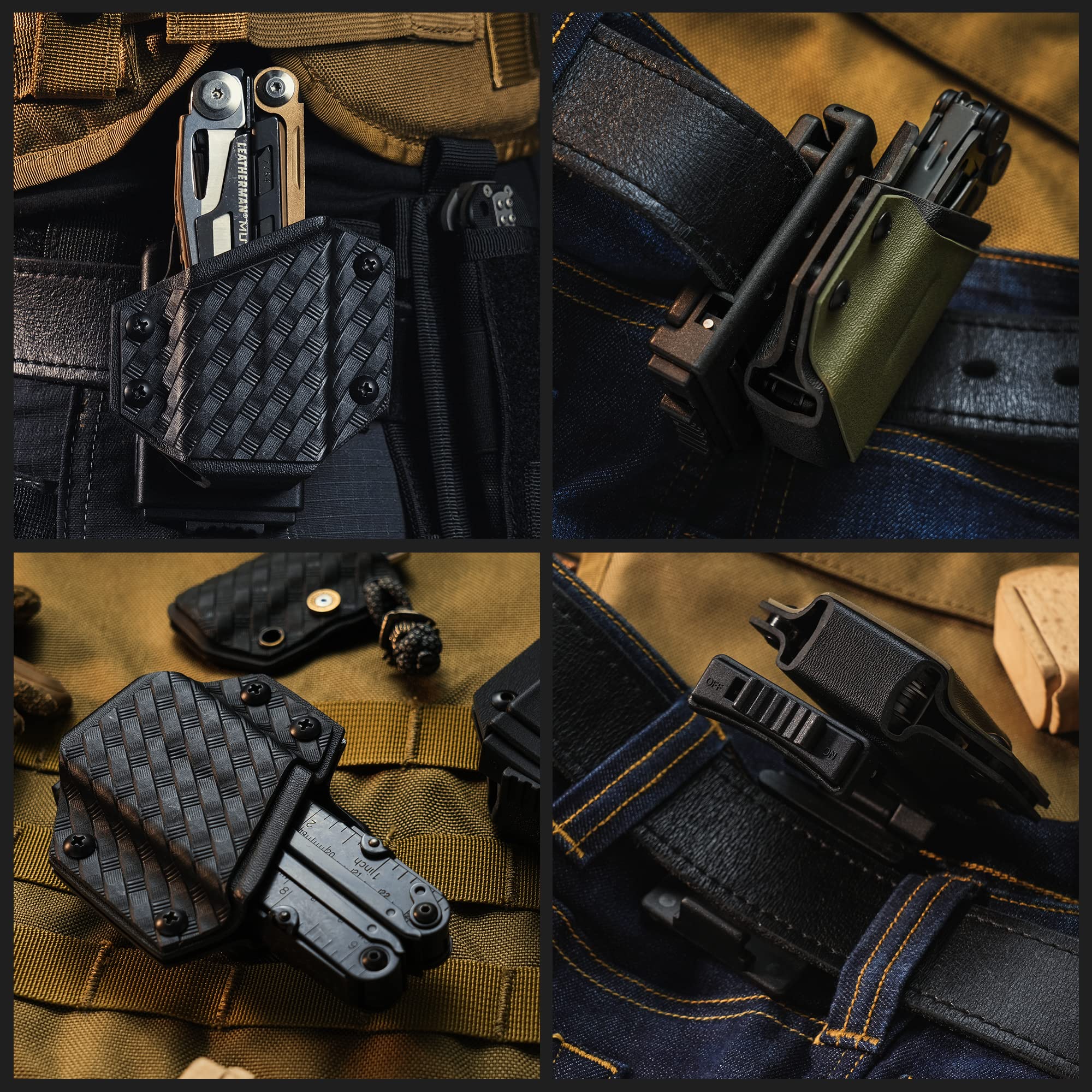TACTICAL GEEK TGCode G4 Funda de Kydex para LEATHERMAN Multiherramienta, con Ajuste automático, se Adapta a la mayoría de los Anchos de cinturón de Las multiherramientas, Abrazadera de Funda de Nylon