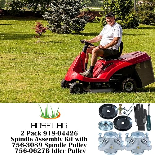 Vista 25 de Paquete de 2 kits de montaje de husillo 918-04426 con polea 756-3089 que reemplaza a Cub Cadet 918-04426, 918-3129c 918 04426, 618 04426, 618-04394