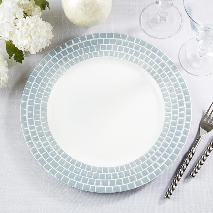 Platos decorativos redondos 13 pulg set 4 plata miniatura 2