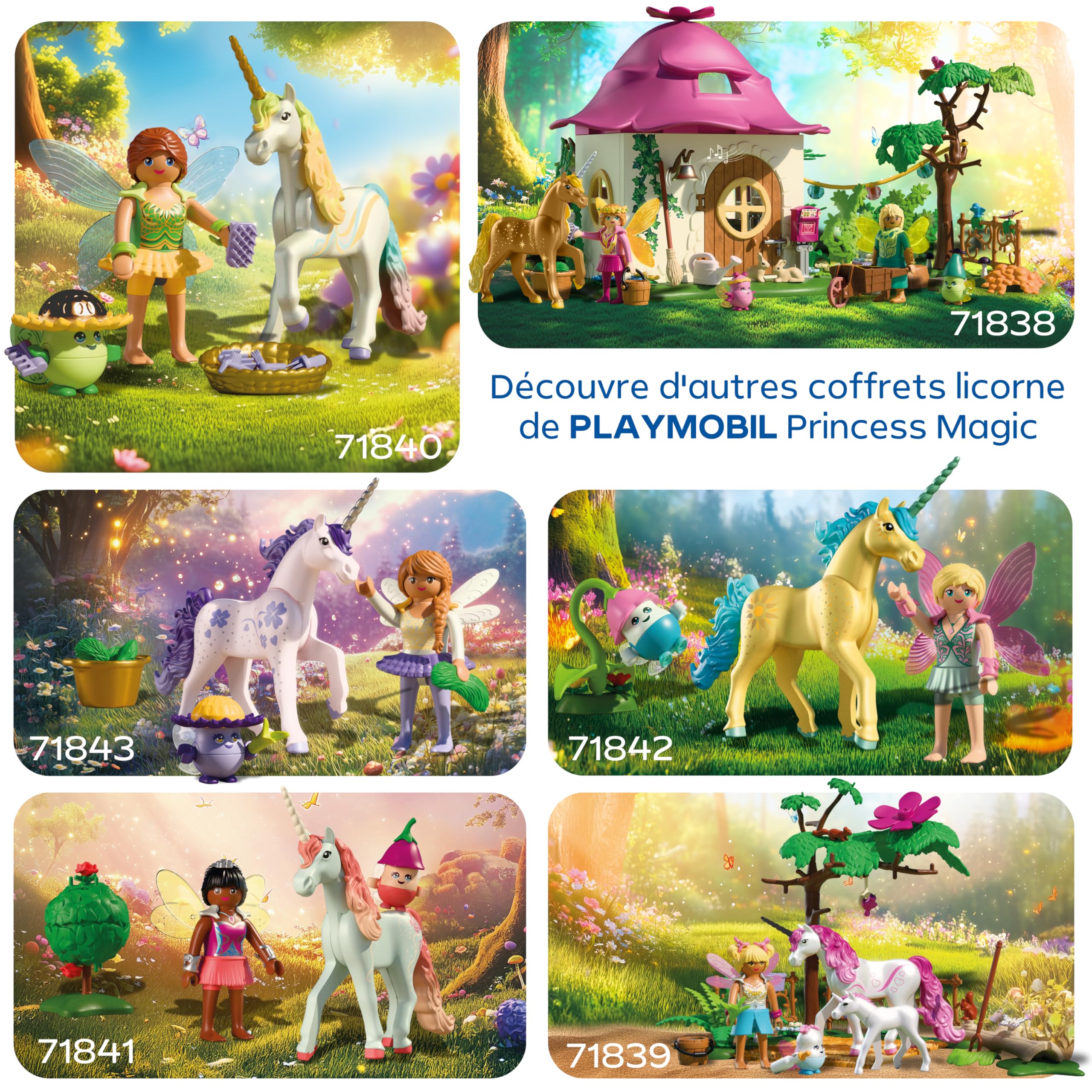 Playmobil | Magic Unicorns | La Maison des fées avec Licorne dorée et écurie | avec Guirlande Lumineuse pour des Nuits Magiques | Jouet créatif pour Les Enfants à partir de 4 Ans | 71838