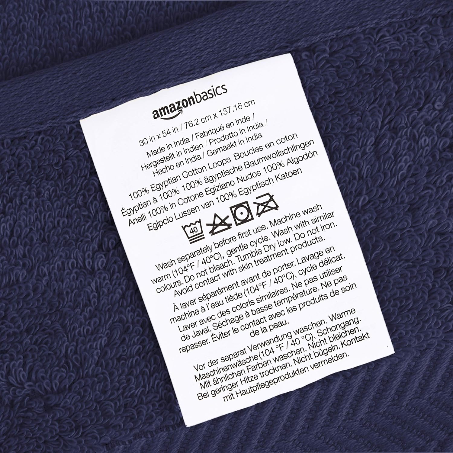  Basics Egyptian Cotton Towel Set - 6-Piece Set, Deep Navy : Home & Kitchen