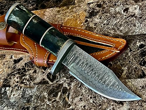 Miniatura 10 de Poshland - Cuchillo completo de Skiner de espiga de cero de Damasco hecho a mano 9 pulgadas (BC-1095)