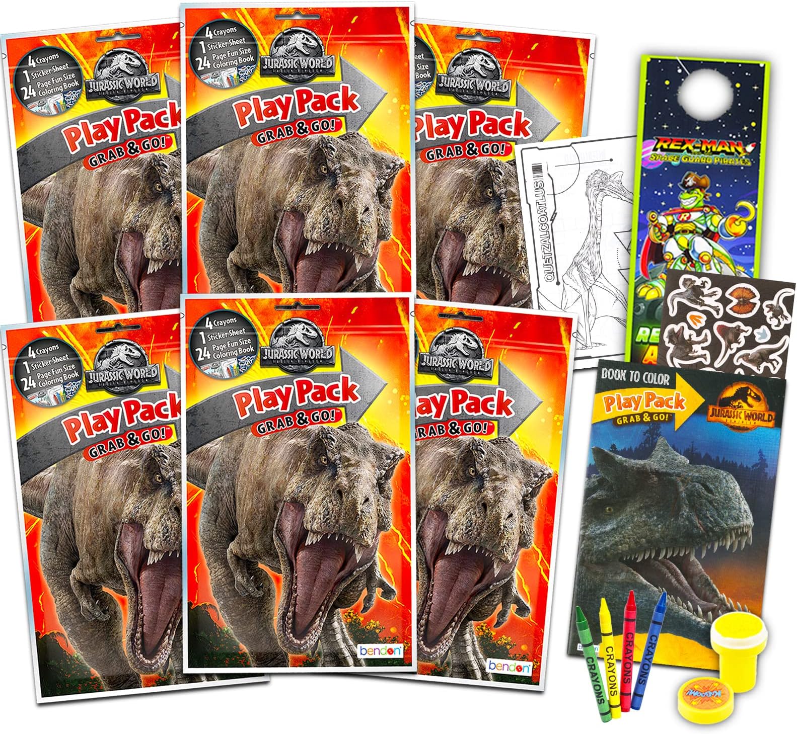 Jurassic World Camp Cretaceous Party Favors for Kids - Bundle with 6 Jurassic World Treat Bags with Coloring Book, Stickers, More