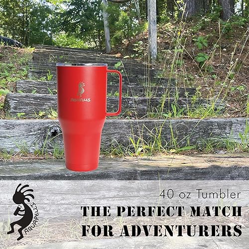 Miniatura 5 de Aquapelli Vaso aislado al vacío con asa, 40 onzas, rojo pompeyano