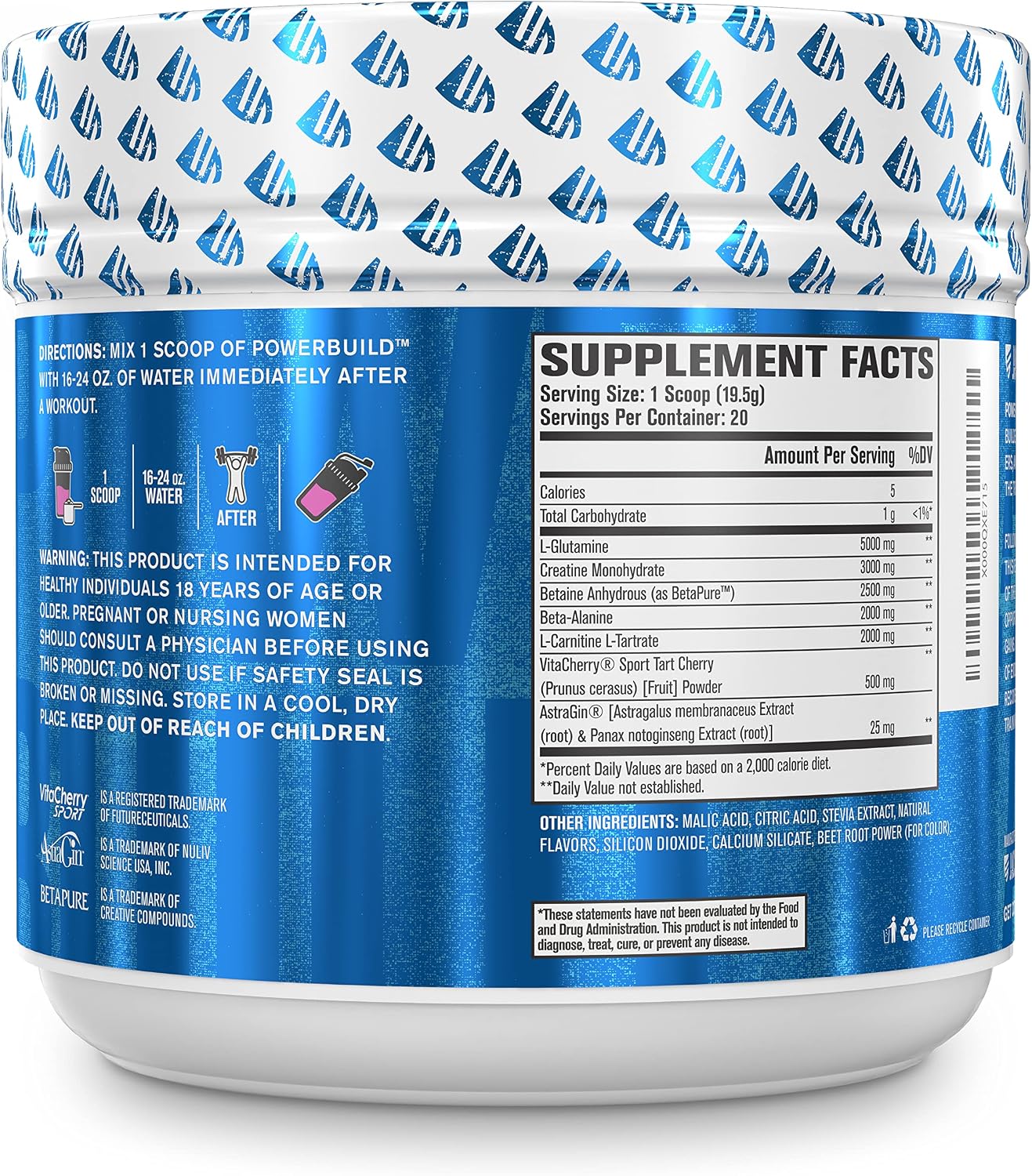 POWERBUILD Clinically-Dosed Post Workout Recovery & Muscle Building Supplement - Boost Muscle Growth, Recovery, & Strength - Creatine, Glutamine, & 5 More Powerful Ingredients - Mixed Berry Blast 13.76 Oz