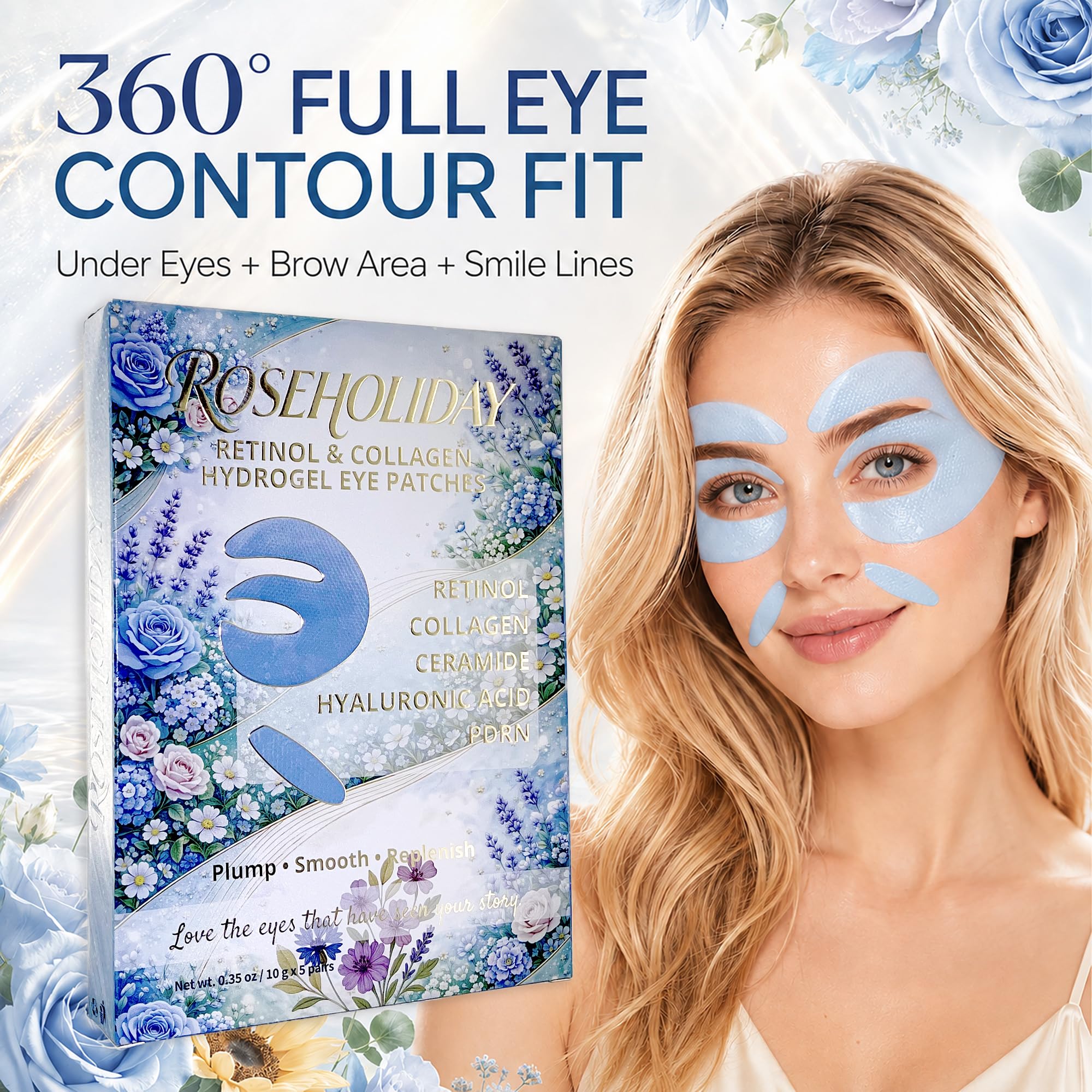 Retinol Collagen PDRN Hydrogel Under Eye Patches with Smile Line Patches
