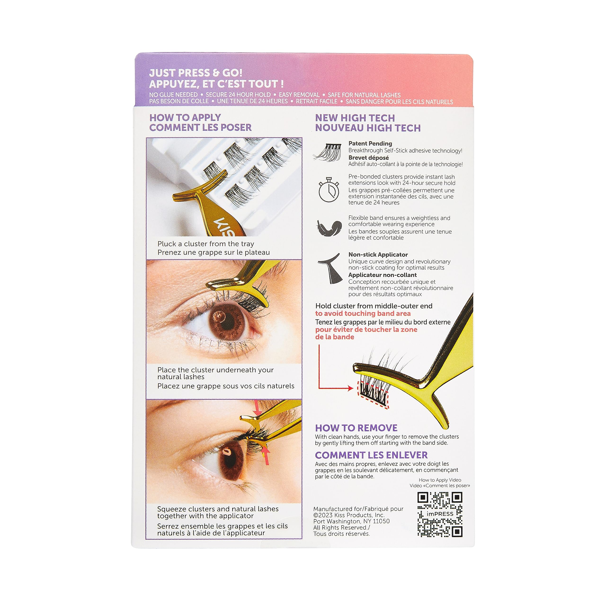 KISS sztuczne rzęsy bondkingowe, kępki samoprzylepne ImPRESS FALSIES Spiky