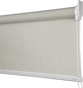 Cortina Persiana Rolo Blackout Linho Natural SOB MEDIDA comando lado DIREITO (SEM BANDÔ) (Linho Natural - Acabemento Branco, 1,60 (lar) x 1,20 (alt))