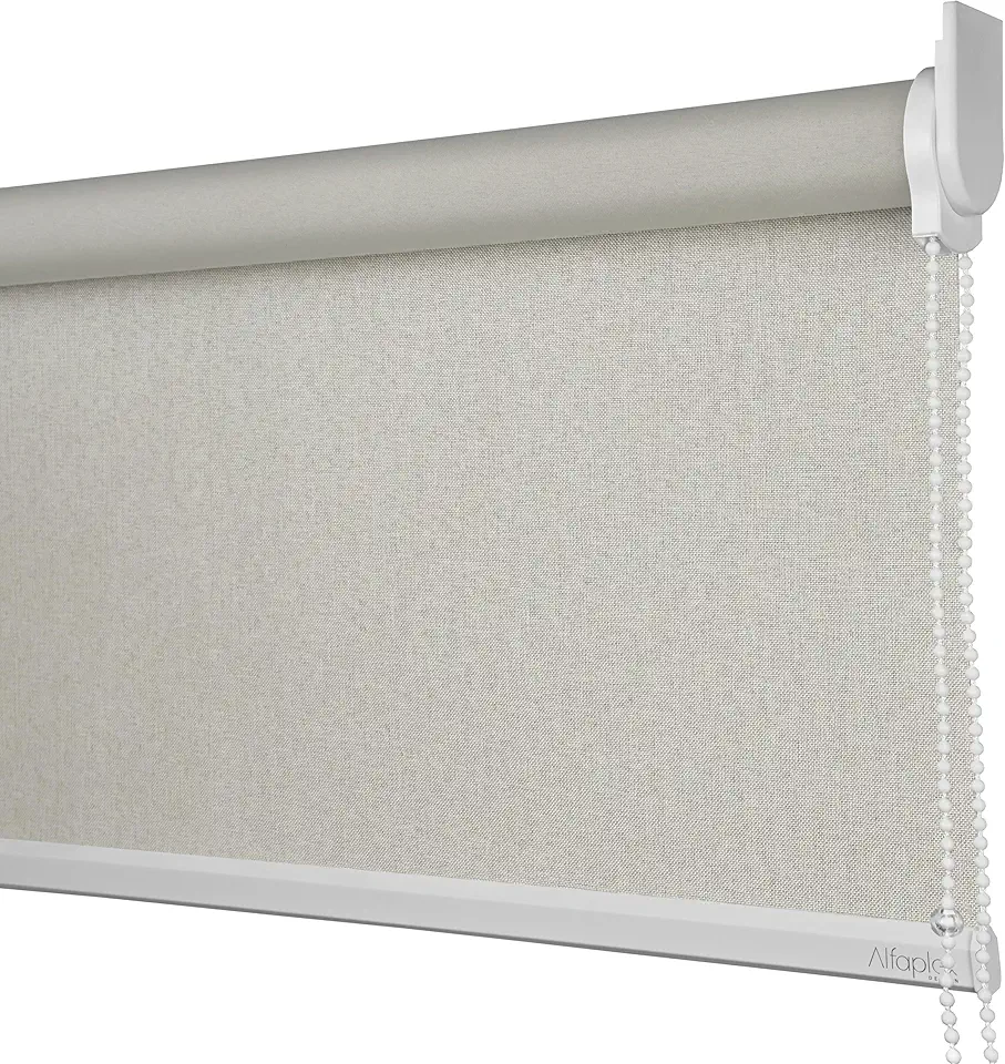 Cortina Persiana Rolo Blackout Linho Natural SOB MEDIDA comando lado DIREITO (SEM BANDÔ) (Linho Natural - Acabemento Branco, 1,60 (lar) x 1,20 (alt))