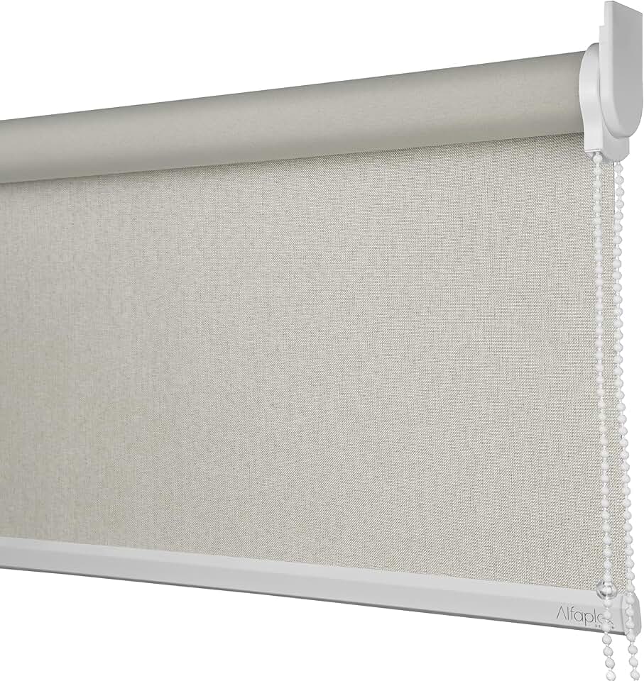 Cortina Persiana Rolo Blackout Linho Natural SOB MEDIDA comando lado DIREITO (SEM BANDÔ) (Linho Natural - Acabemento Branco, 1,60 (lar) x 1,20 (alt))