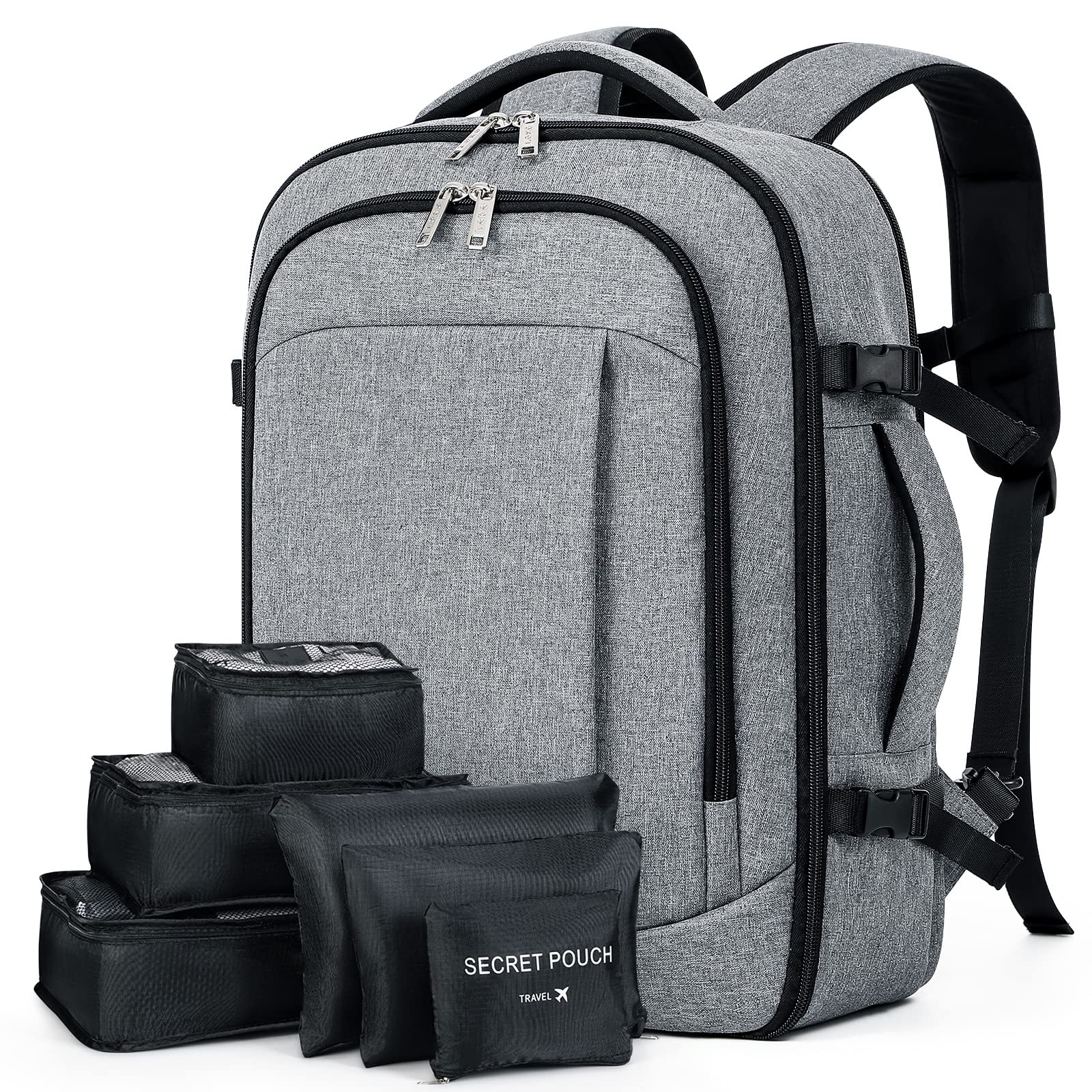 Lekespring Lekespring Mochila Cabina Avion 40x20x25 (20L) | Unisex con Compartimento Húmedo - Maletas con 6 Bolsas Organizadoras - Negocios Viajes Escuela - Gris