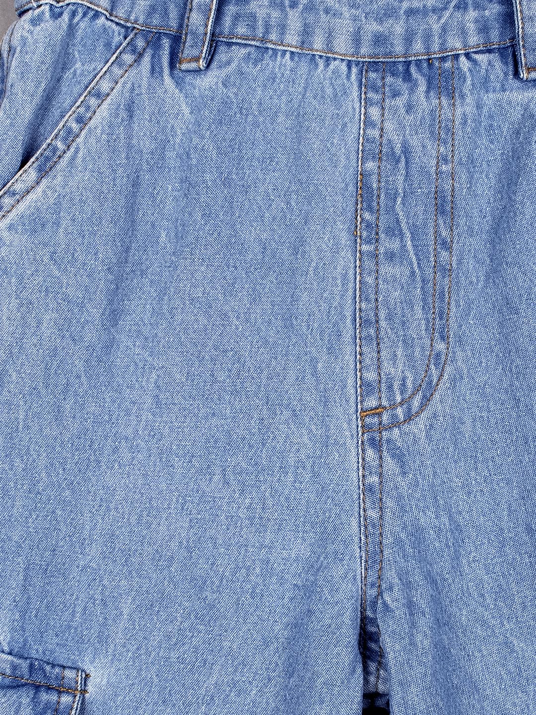 Naughty Ninos Girls Blue Denim Flared Cargo Pants (NN00044PNT_6-7 Years) - Image 4 thumbnail