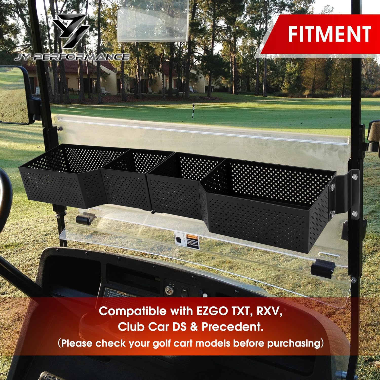 JY PERFORMANCE Golf Cart Front Inner Basket Compatible with EZGO TXT & RXV, Club Car DS & Precedent Golf Cart Storage Tray