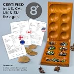 Mancala Board Game for Kids and Adults – Wooden Folding Mancala Set with Magnetic Lock and 56 Stones – Classic Strategy Board Game Travel Size