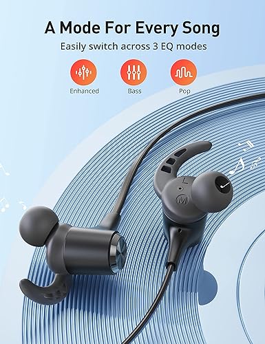 Miniatura 6 de Auriculares Bluetooth, Bluetooth 5.2 estéreo aptX, auriculares inalámbricos con banda magnética para el cuello IPX7, impermeable, Bluetooth con