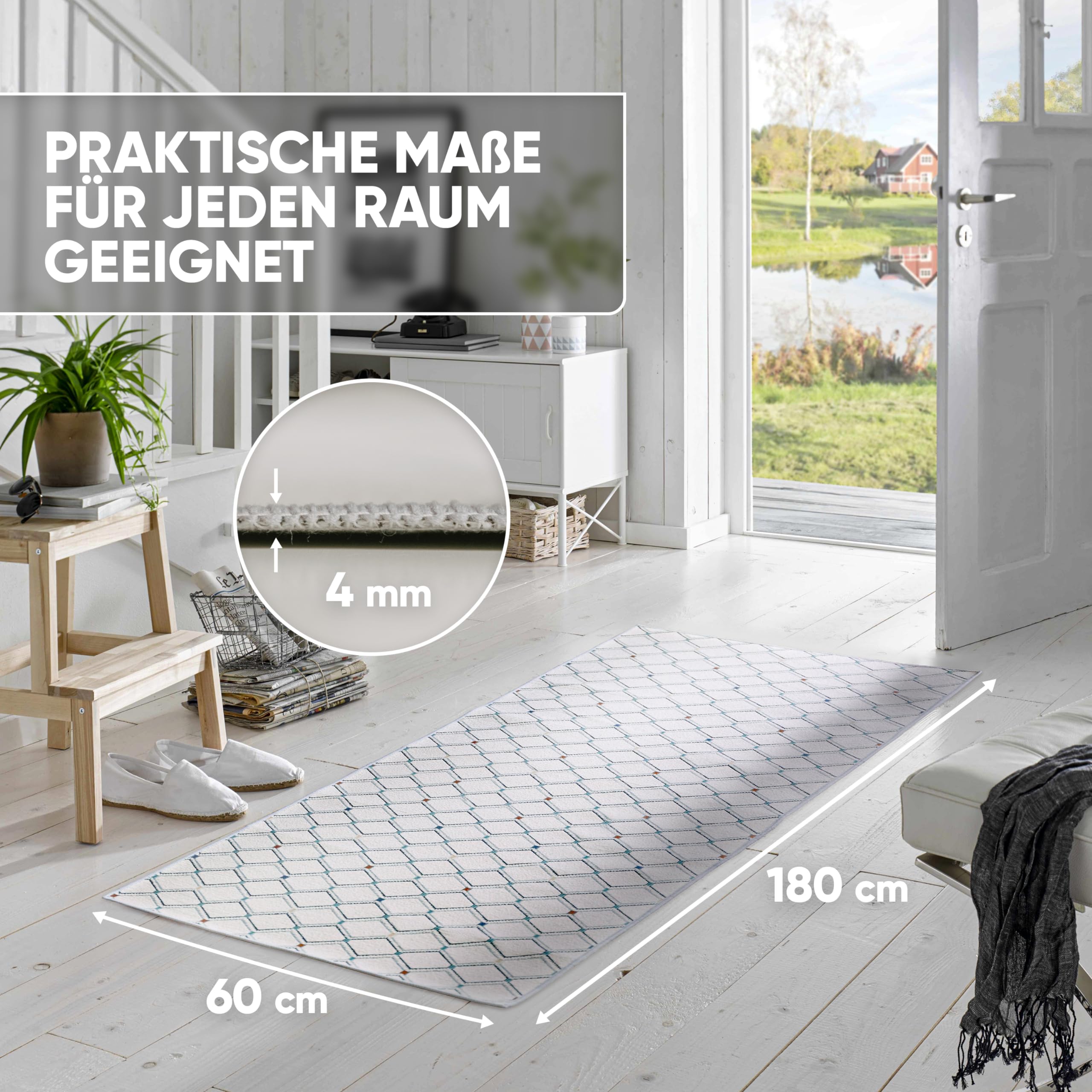 Björn&Schiller Tapis de Couloir 60 x 180 cm, antidérapant, Beige