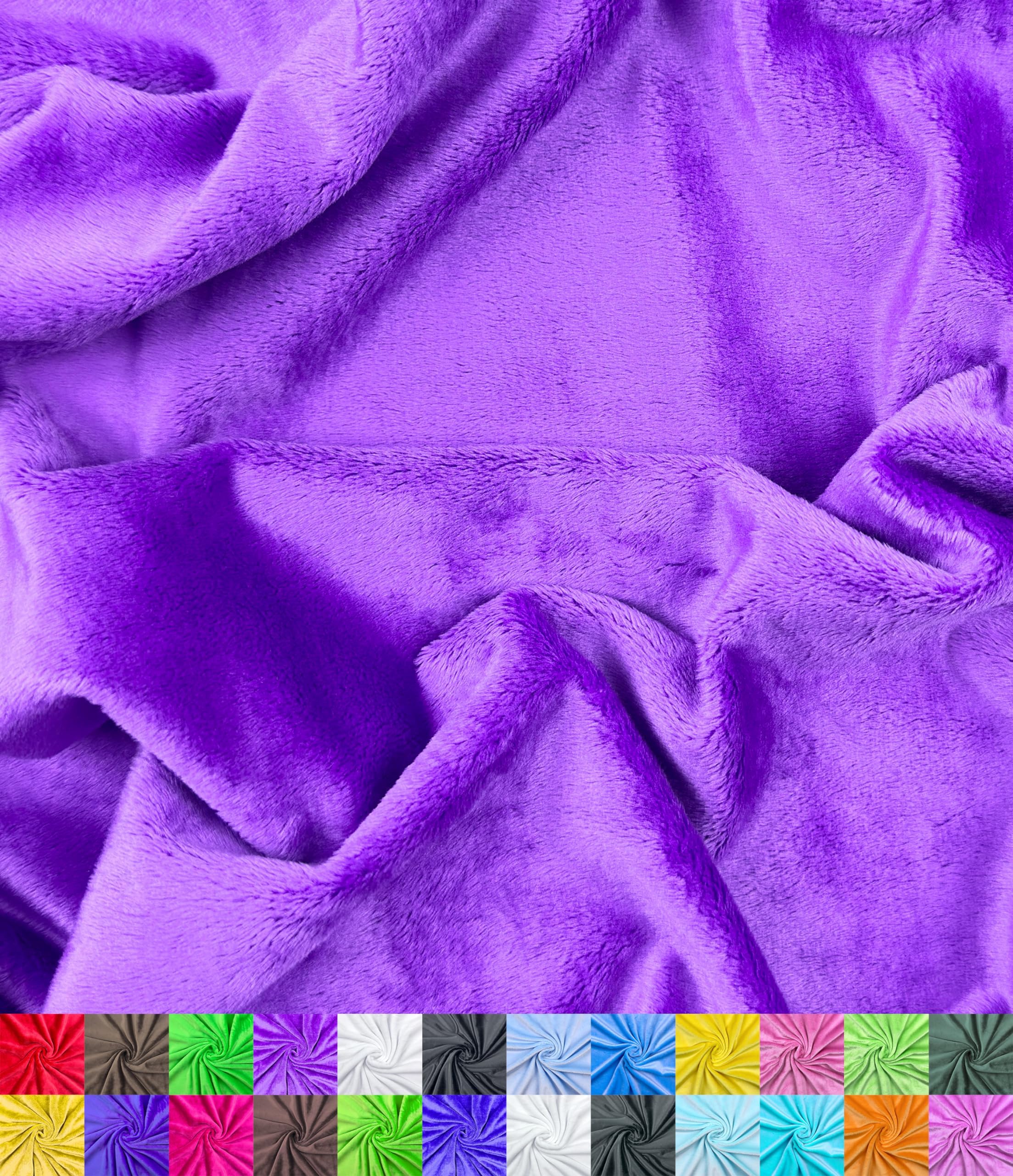 Minky Fabric | Plush, Super Soft, Cuddle | Solid Minky | by The Yard | 60" Wide | Baby Blanket, Change Station Cover, Pillow, Scarf, Beanie (Purple, 1 Yard)