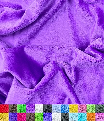 Barcelonetta | Minky Fabric | Plush, Super Soft, Cuddle | Solid Minky | by The Yard | 60" Wide | Baby Blanket, Change Station Cover, Pillow, Scarf, Beanie (Purple, 2 Yard) - 2 Yard - Purple