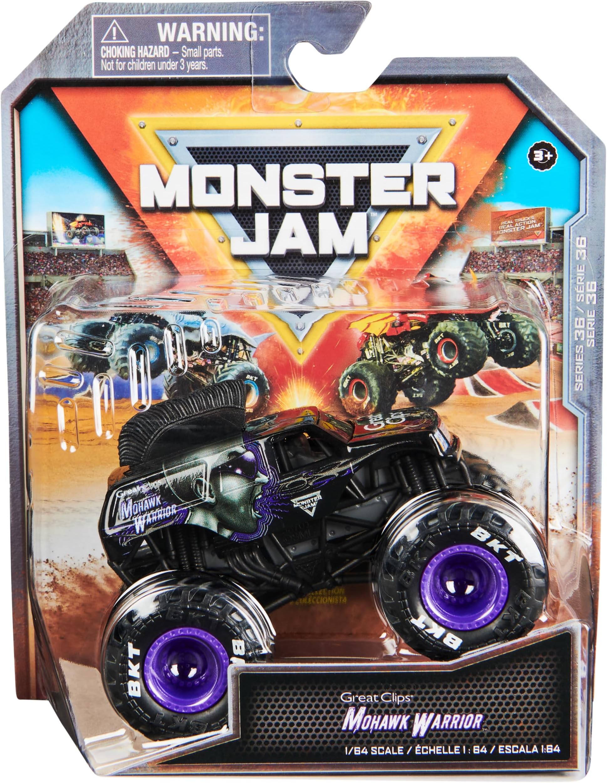 Monster Jam, Official Mohawk Warrior Monster Truck, Die-Cast Vehicle, 1:64 Scale, Kids Toys for Boys Ages 3 and up