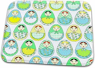 3dRose Cute Russian Matryoshka Nesting Dolls Print - Cool Colors... - Dish Drying Mats (ddm-58621-1)