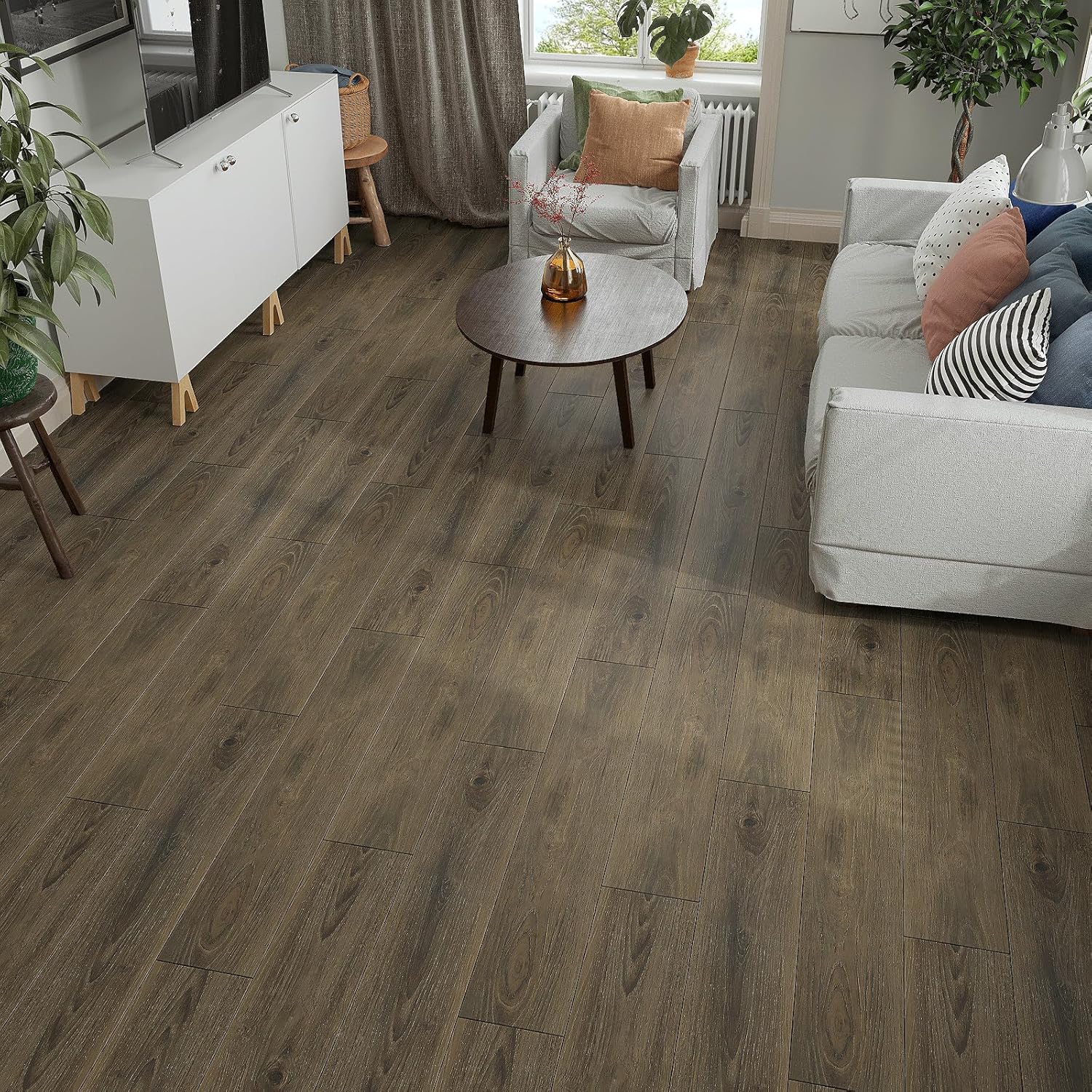 VaryPaper 36''x6'' 20 Pcs Natural Brown Wood Peel and Stick Flooring Planks Waterproof Stick on Floor Tiles for Bathroom Kitchen Removable Self Adhesive Vinyl Flooring Tiles for Bedroom Basement