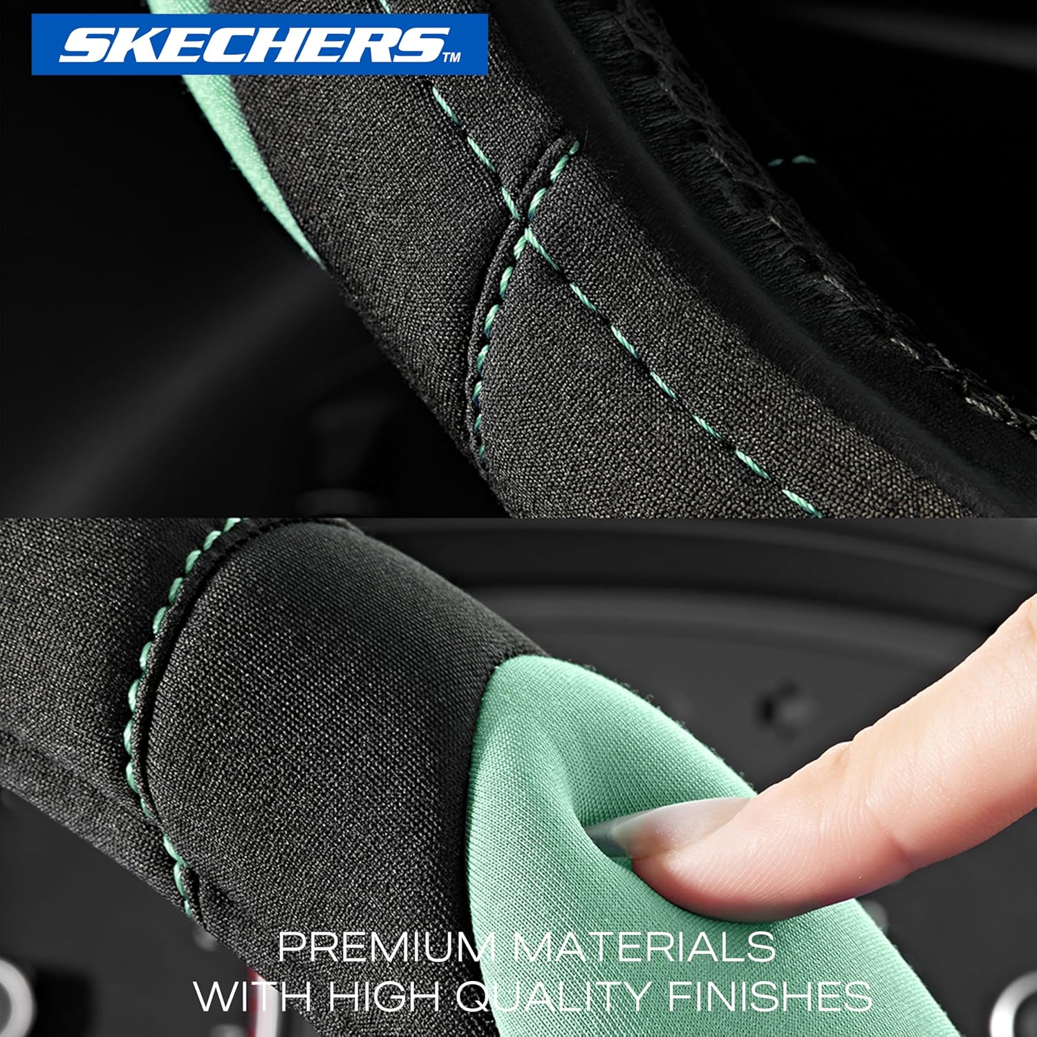 Skechers Memory Foam Steering Wheel Cover, Car Steering Wheel Cover,14.5-15inch Anti-Slip Safety Comfortable Desgin, Universal Accessory for Diverse Cars, Truck,SUV (Black & Green) - Image 6