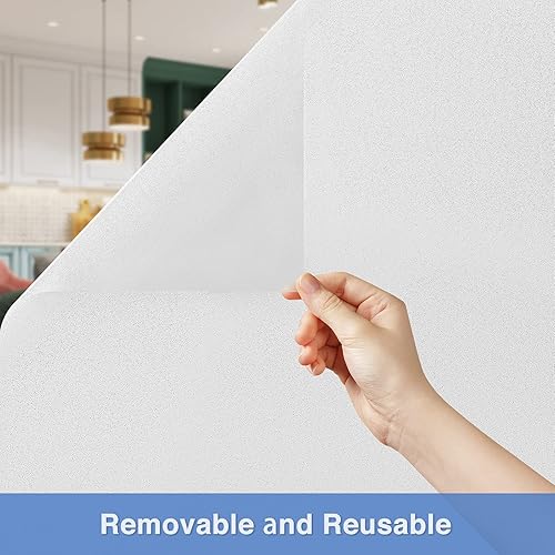 Miniatura 7 de VILMA Película de privacidad para ventana, película de vidrio esmerilado, bloqueo solar, bloqueador de calor estático, calcomanías decorativas