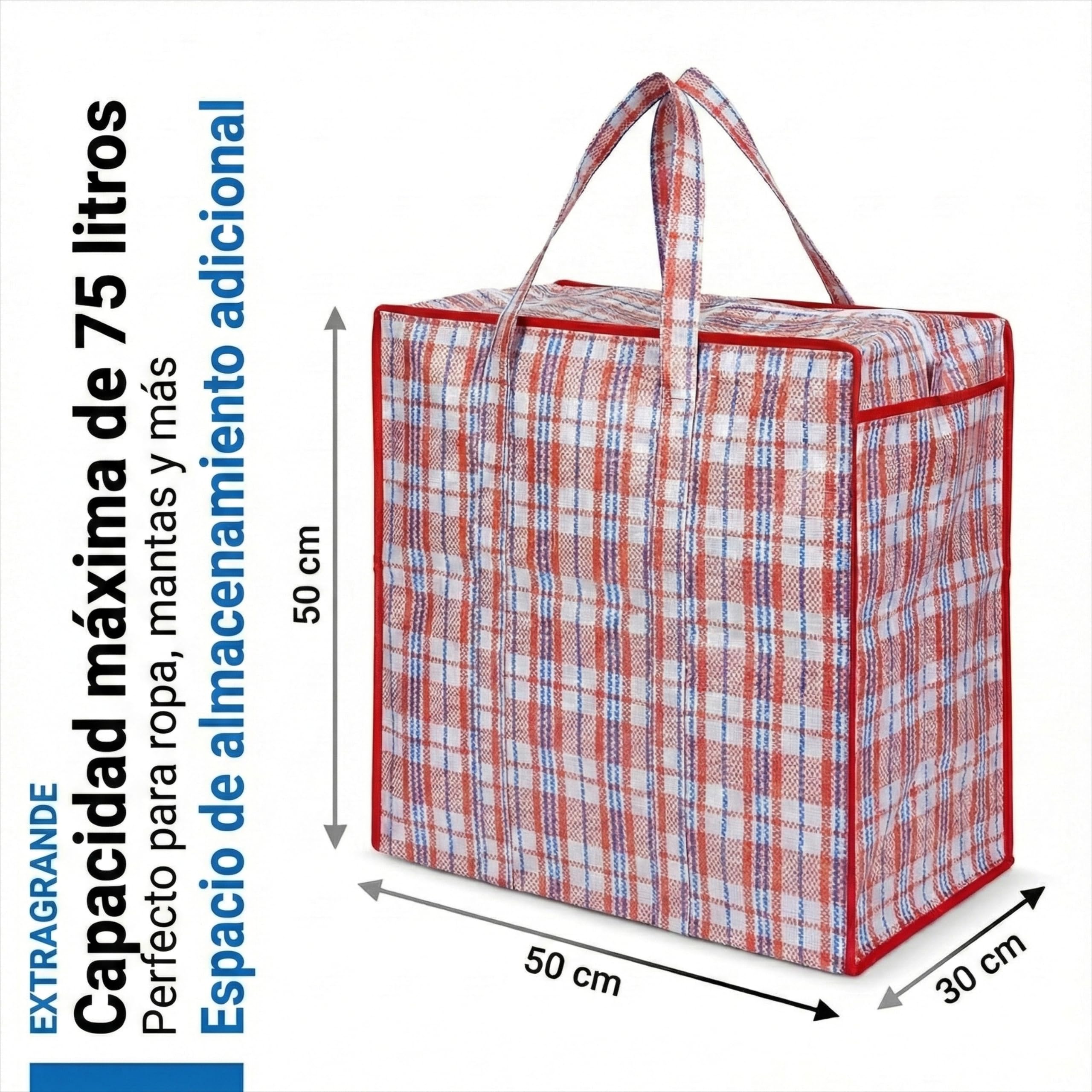 Josephine Osthoff bolsas almacenaje ropa – resistentes al agua y duraderas, con cremallera, 75L, capacidad 20kg, colores surtidos, pack de 6