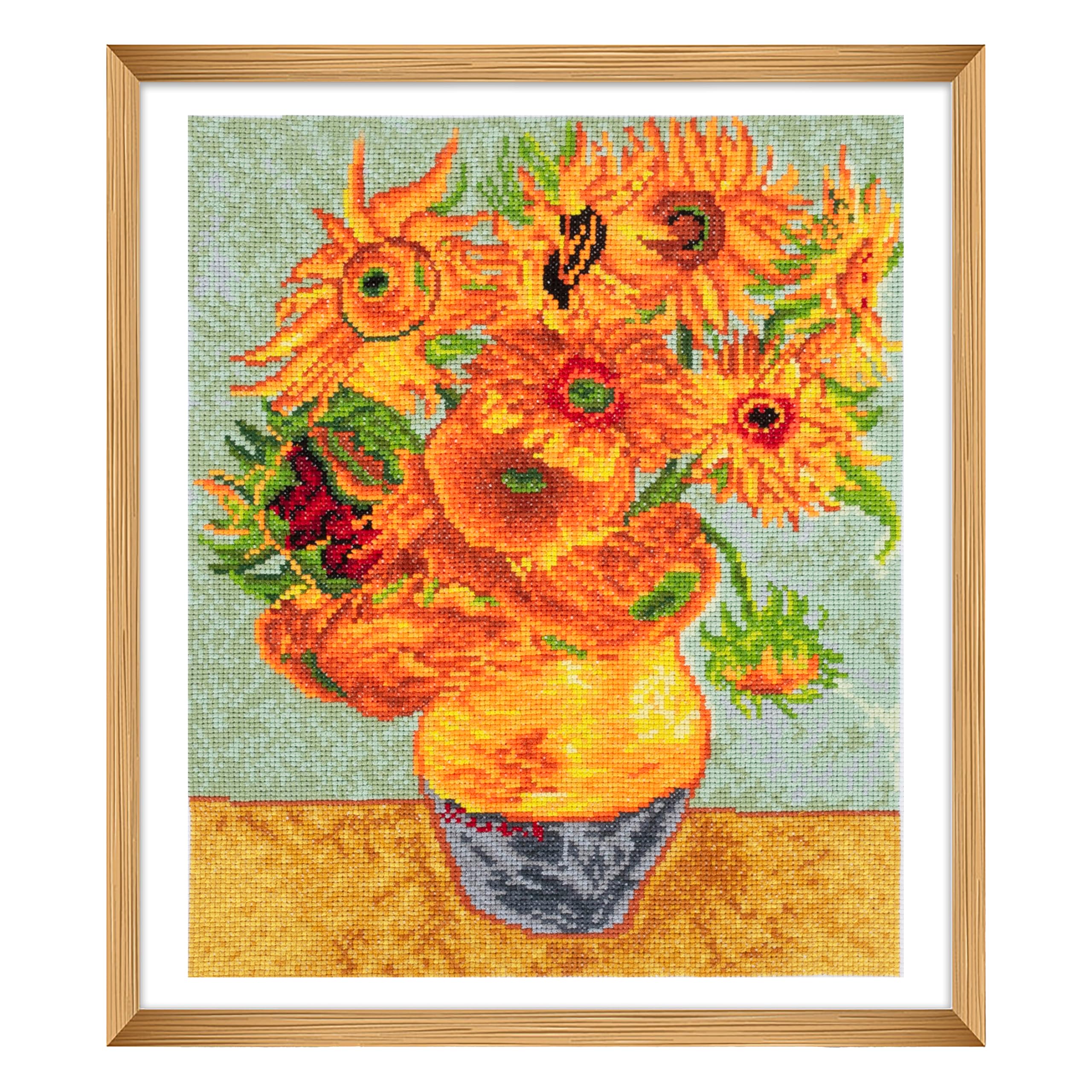 Trimits Large Cross Stitch Kits - Counted Embroidery Needlework for Adults Beginners Kids, Christmas Gifts Wall Art (Frame Not Included), 11 Count, Autumn Bloom