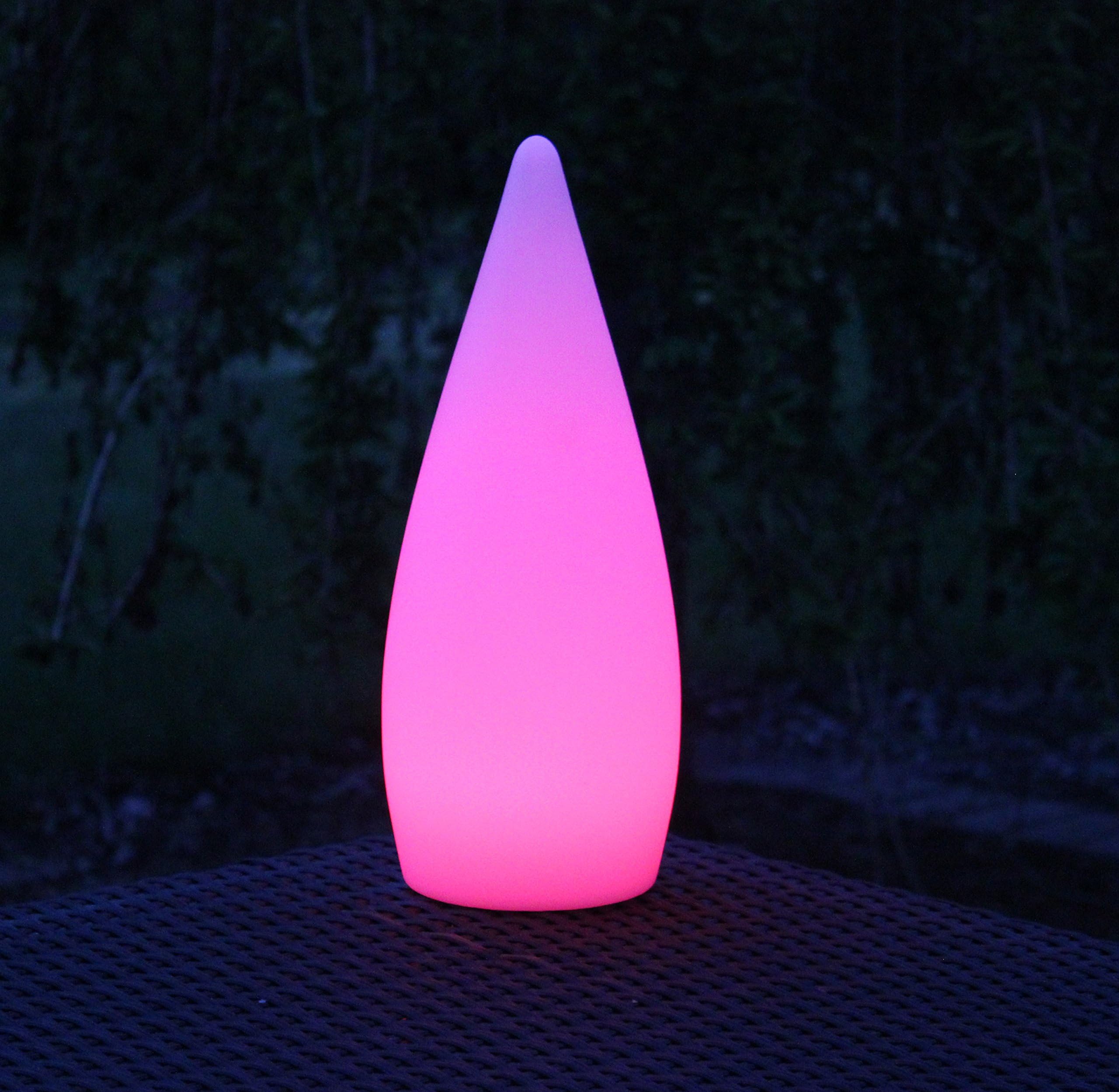Vivid Volts LED Color Changing Cone Shaped Indoor/Outdoor Mood Light - Rechargeable, Wireless with Remote Control
