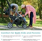 Gaggle by Foundations Compass Quad 4 Seat Stroller | 4-Seat Stroller for Daycare | 4-Seater with Oversized Canopy | 5-Point Harness | Easy Loading | Storage Bucket | Black