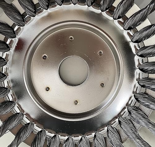 Miniatura 4 de KINMRIS Cepillo de alambre de acero de 8 pulgadas, repuesto y accesorios, cabezal de corte de cepillo de césped de jardín para eliminación de óxido,