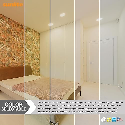 Miniatura 12 de Sunlite 87810 - Lámpara LED empotrada redonda de 8 pulgadas, potencia seleccionable 18 W27 W36 W, 4000 lúmenes, interruptor CCT 27K30K35K40K50K, 90