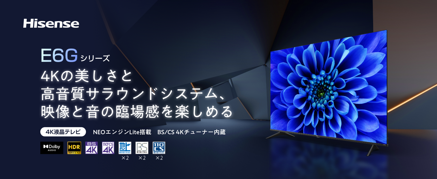 Amazon.co.jp: ハイセンス 50V型 4Kチューナー内蔵 液晶 テレビ 50E6G