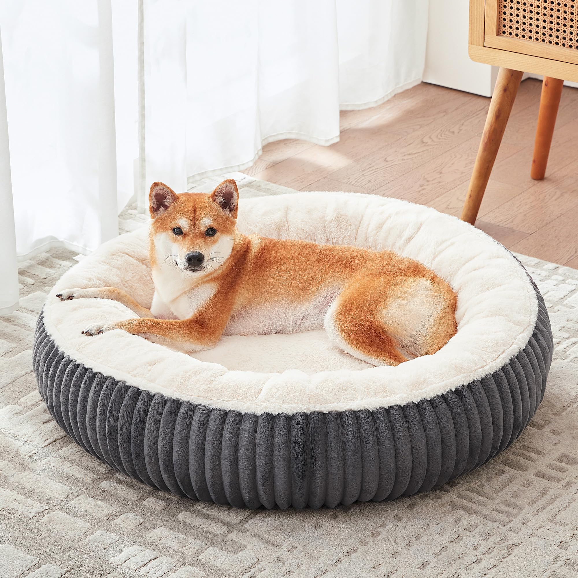 BedStill Milk Plush Donut Dog Bed