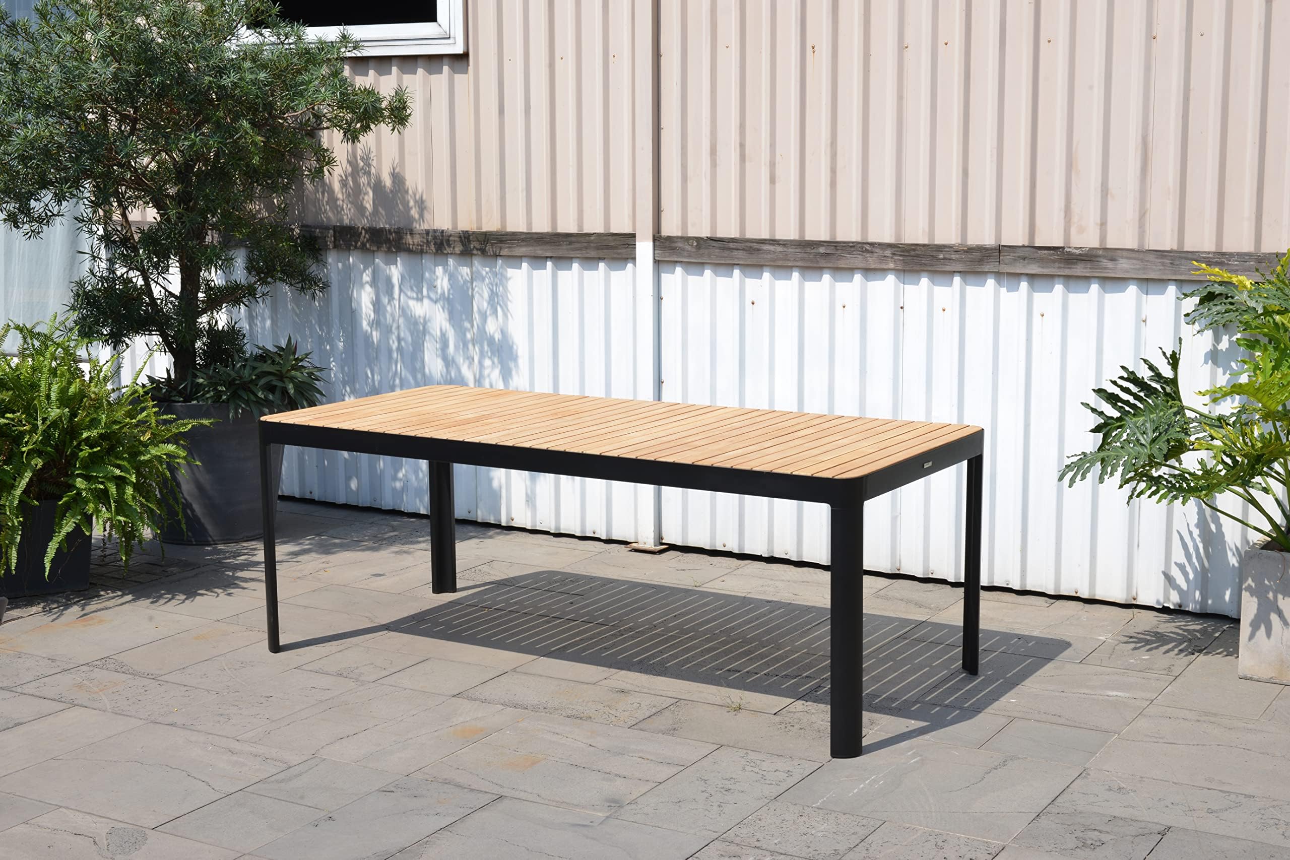 BramptonSeizur Rectangular Dining Black Table | Ideal for Patio and Outdoors | Certified Teak