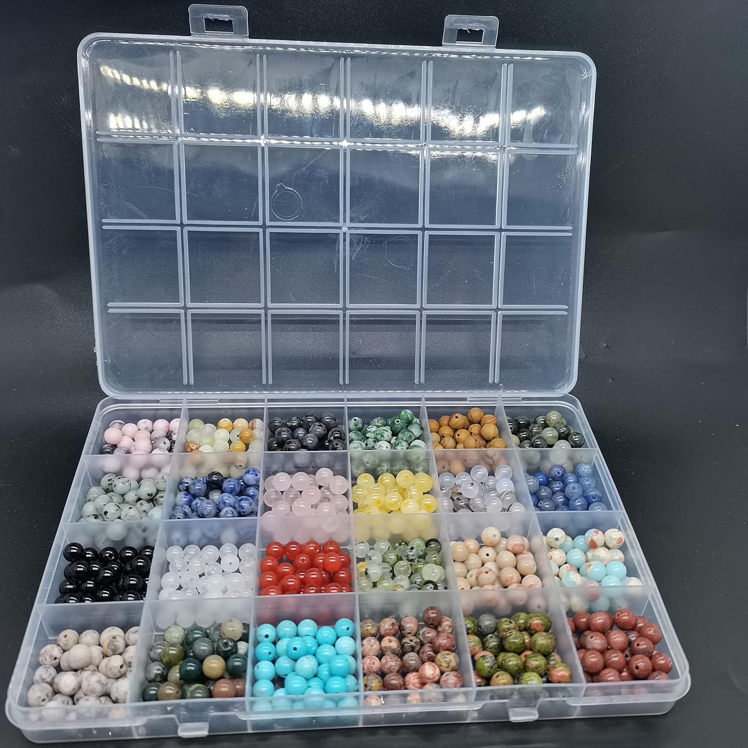 720pcs 6mm Natural Round Stone Beads Gemstone Beading Hole Size 1mm Crystal Energy Stone Healing for Bracelet Necklace Earrings Jewelry Making(24 Colors-2,6mm) - Image 5