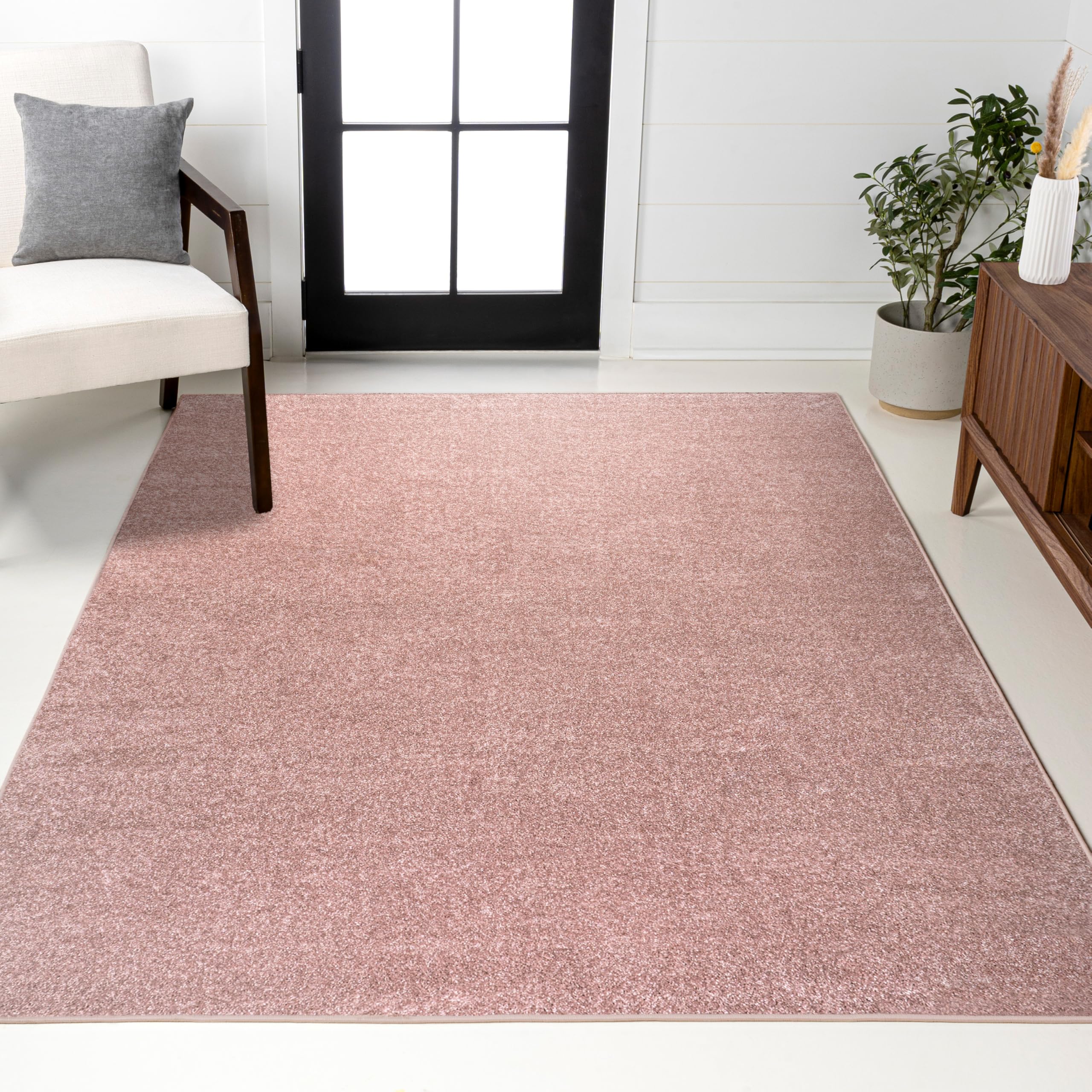 JONATHAN Y Haze Solid Low-Pile Pink Indoor Area Rug 8x10, Coastal,Bohemian,Minimalist,Classic, Easy-Cleaning for Living Room,Bedroom,Kitchen,Pet