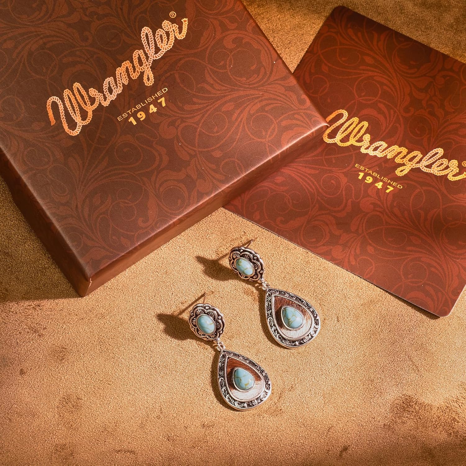 Wrangler Western TearDrop Dangle Earrings for Women Country Statement Genuine Horsehair Turquoise Vintage Cowgirl Cowboy Jewelry - Image 3