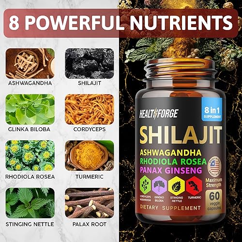 Miniatura 3 de Shilajit, Cápsulas de Ashwagandha y cápsulas de musgo marino Cápsulas de aceite de semilla negra Ashwagandha, cúrcuma - Shilajit para mujeres y