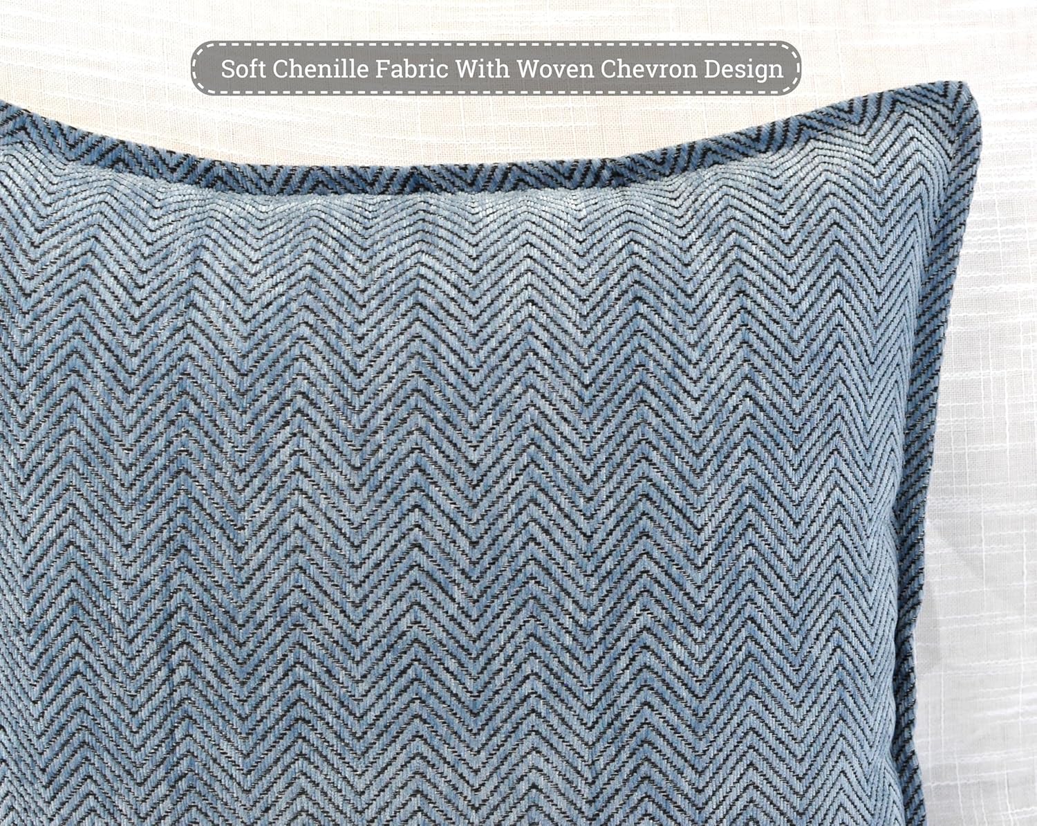 Pillow Covers 20x20 Set of 2 Dusty Blue Modern Mid Century ZigZag Textured Pillowcase Chevron Weave Pattern Velvet Soft Chenille Luxirious Herringbone Cushion Cover For Living Room Couch Sofa Bed