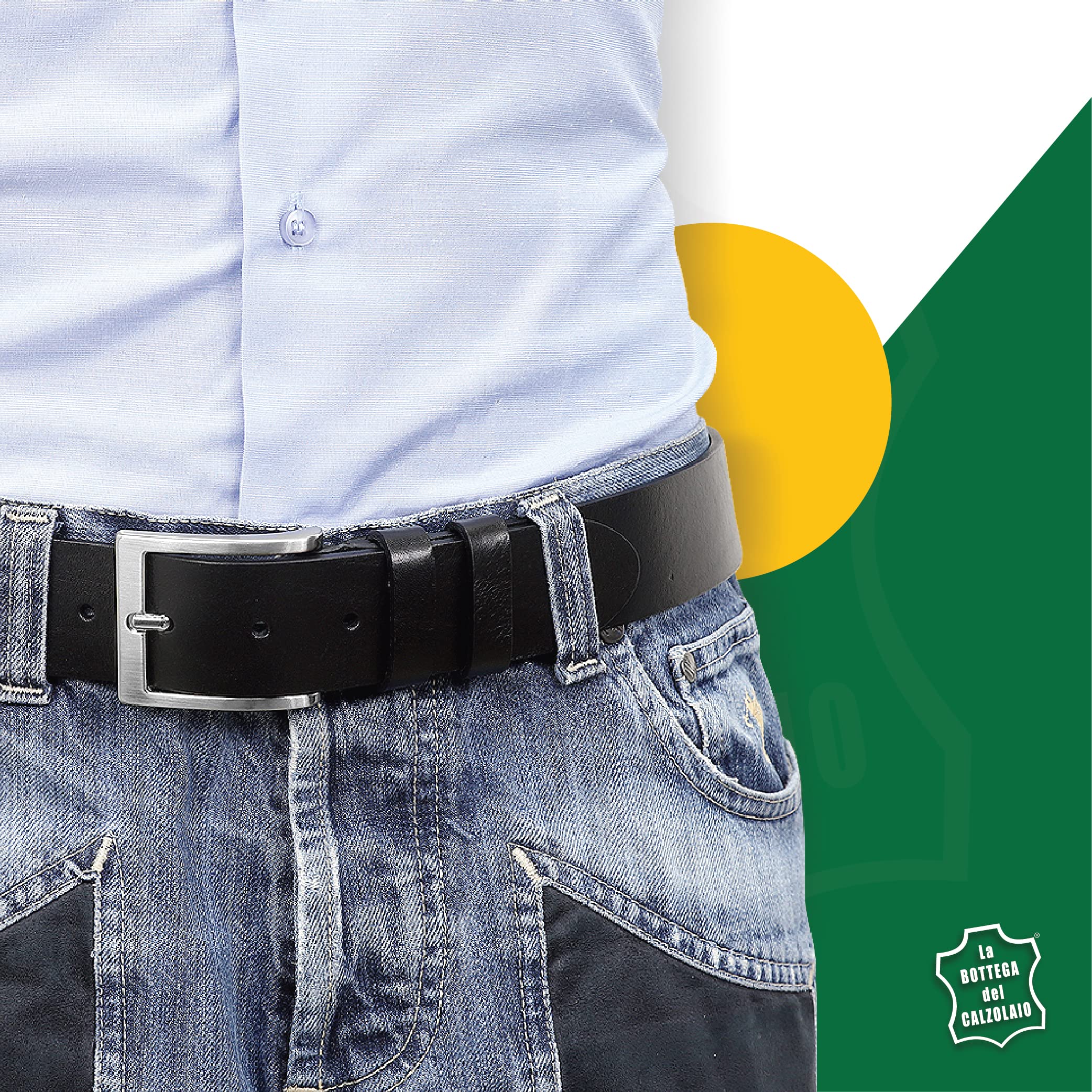 La Bottega del Calzolaio Gürtel Herren Leder 4 cm breit, Ledergürtel Herren aus kräftigem Vollrindleder für Jeans, handgefertigt in Italien, viele Farben und Längen, Made in Italy