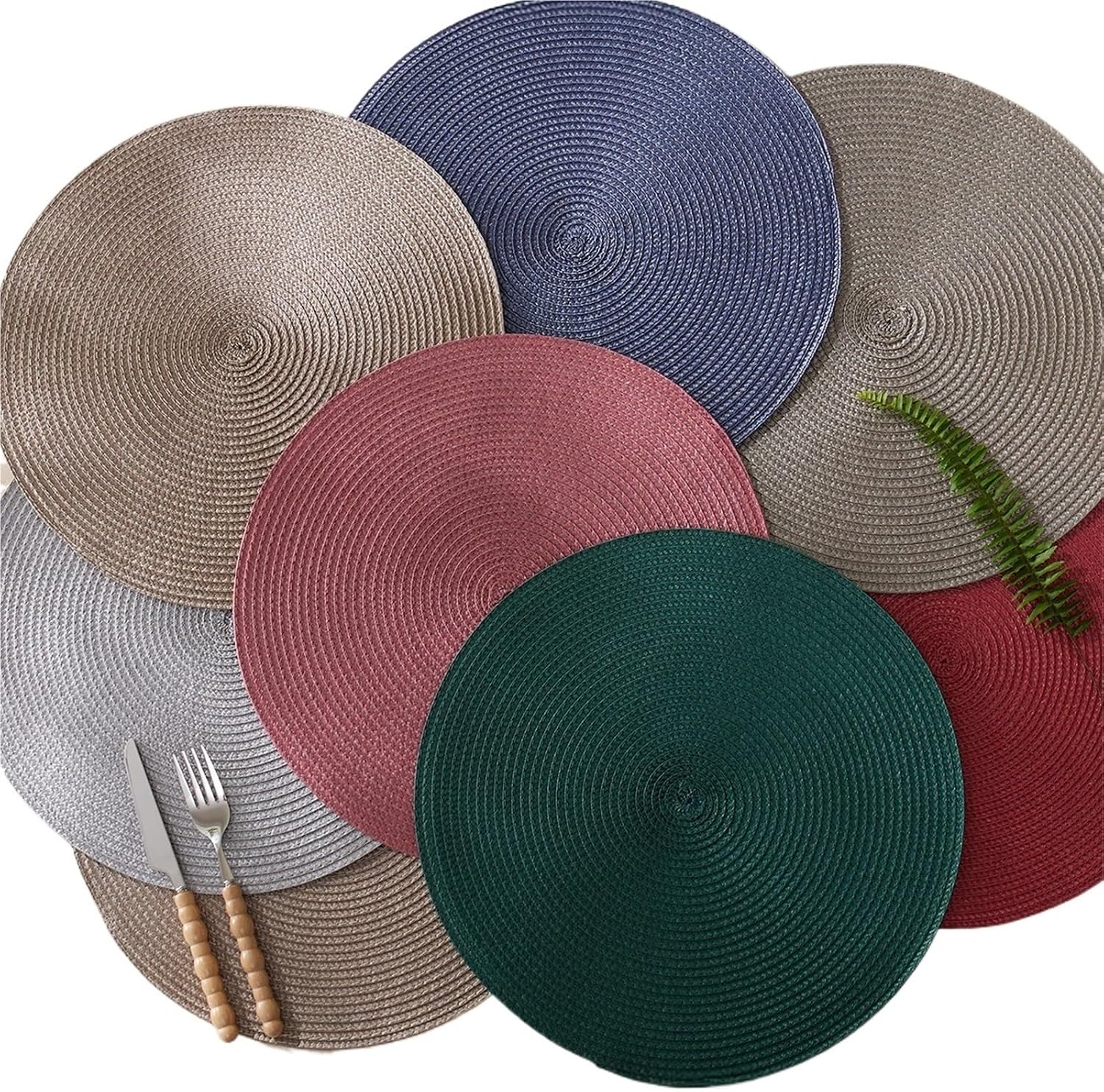 1pcs Eco-Friendly PP Woven Table Mat Placemats Kitchen Mat for Wedding(Red)