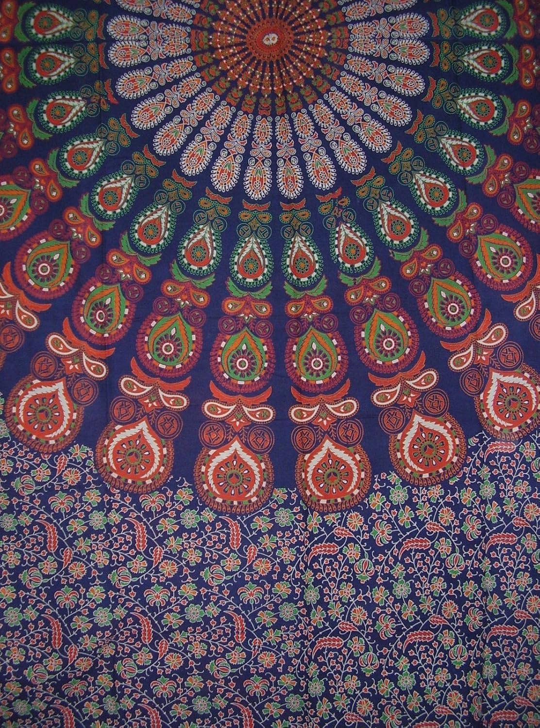 India Arts Sanganeer Indian Tapestry Cotton Bedspread 110" x 110" King Multi-Color