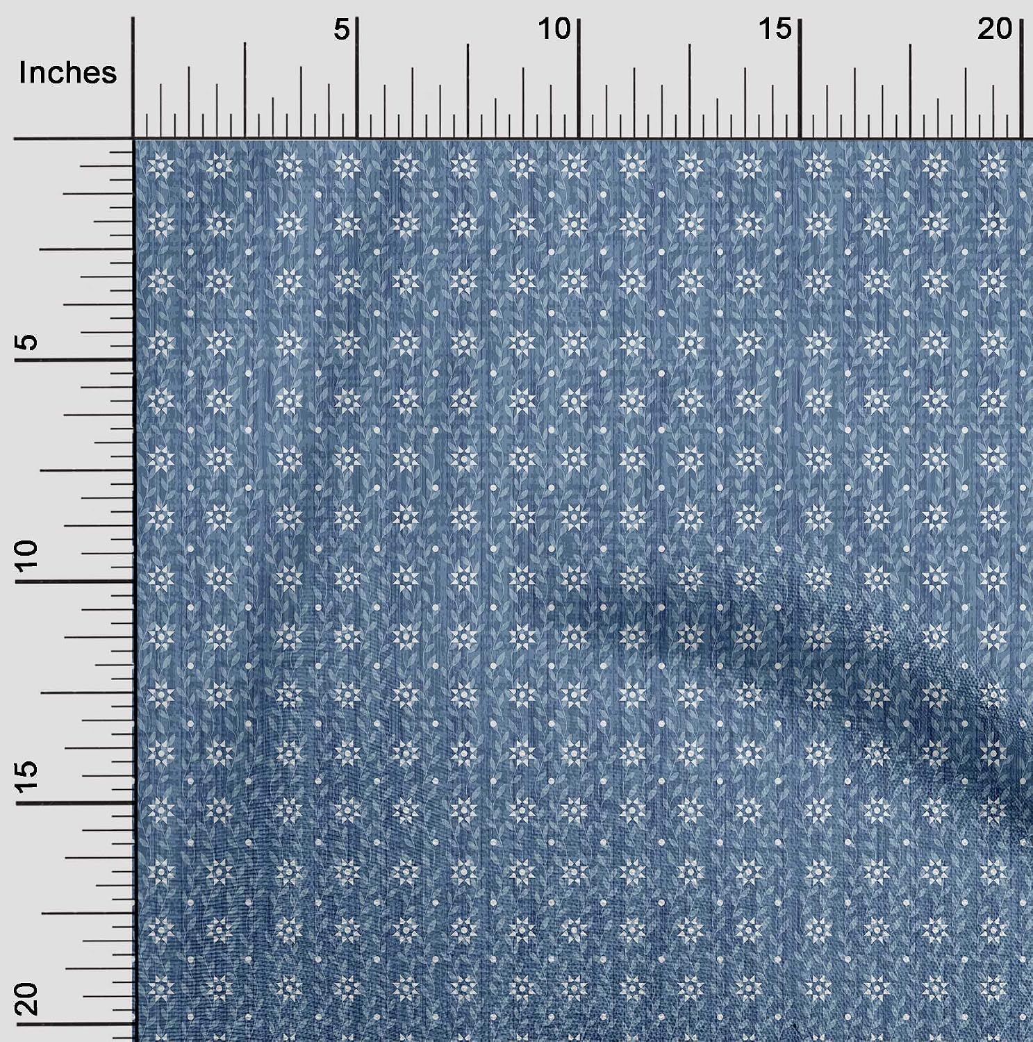 oneOone Viscose Chiffon Grayish Blue Fabric Leaves & Floral Texture Craft Projects Decor Fabric Printed By The Yard 42 Inch Wide