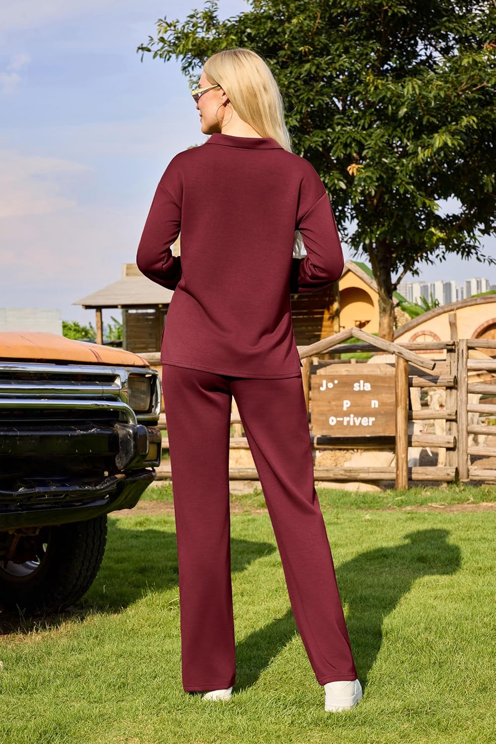 difficort Womens 2 Piece Outfits Fall Lounge Sets Wide Leg Loungewear Workout Sets with Pockets - Image 5